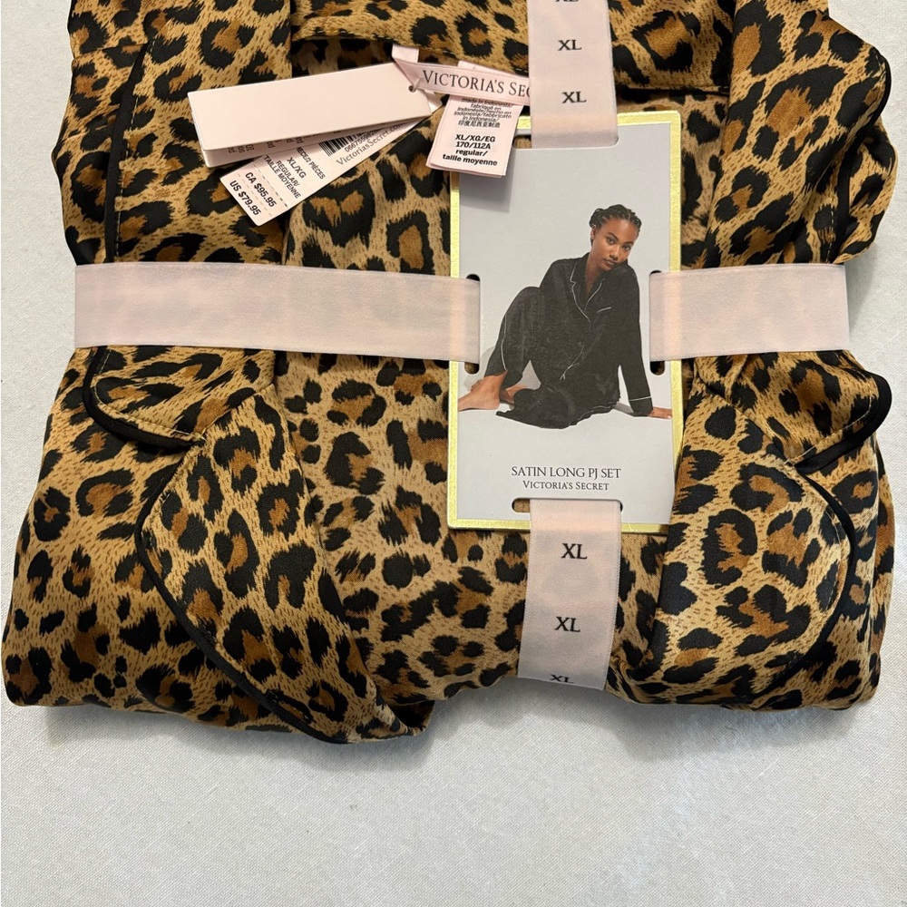 Victoria's Secret Animal Print Satin Pajama Set.